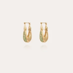 Boucles d'oreilles Écume petit modèle dorées - Émeraude - Capsule Les Précieux