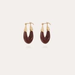 Boucles d'oreilles Écume petit modèle acétate dorées - Pourpre