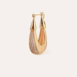 Boucles d'oreilles Écume petit modèle dorées - Zircone