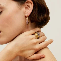 Boucles d'oreilles Écume petit modèle dorées - Améthyste - Capsule Les Précieux
