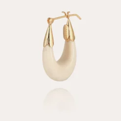 Boucles d'oreilles Écume petit modèle acétate dorées - Ivoire