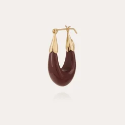 Boucles d'oreilles Écume petit modèle acétate dorées - Pourpre