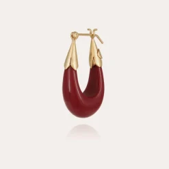 Boucles d'oreilles Écume petit modèle acétate dorées - Rouge