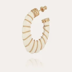 Boucles d'oreilles Cyclade petit modèle dorées - Ivoire