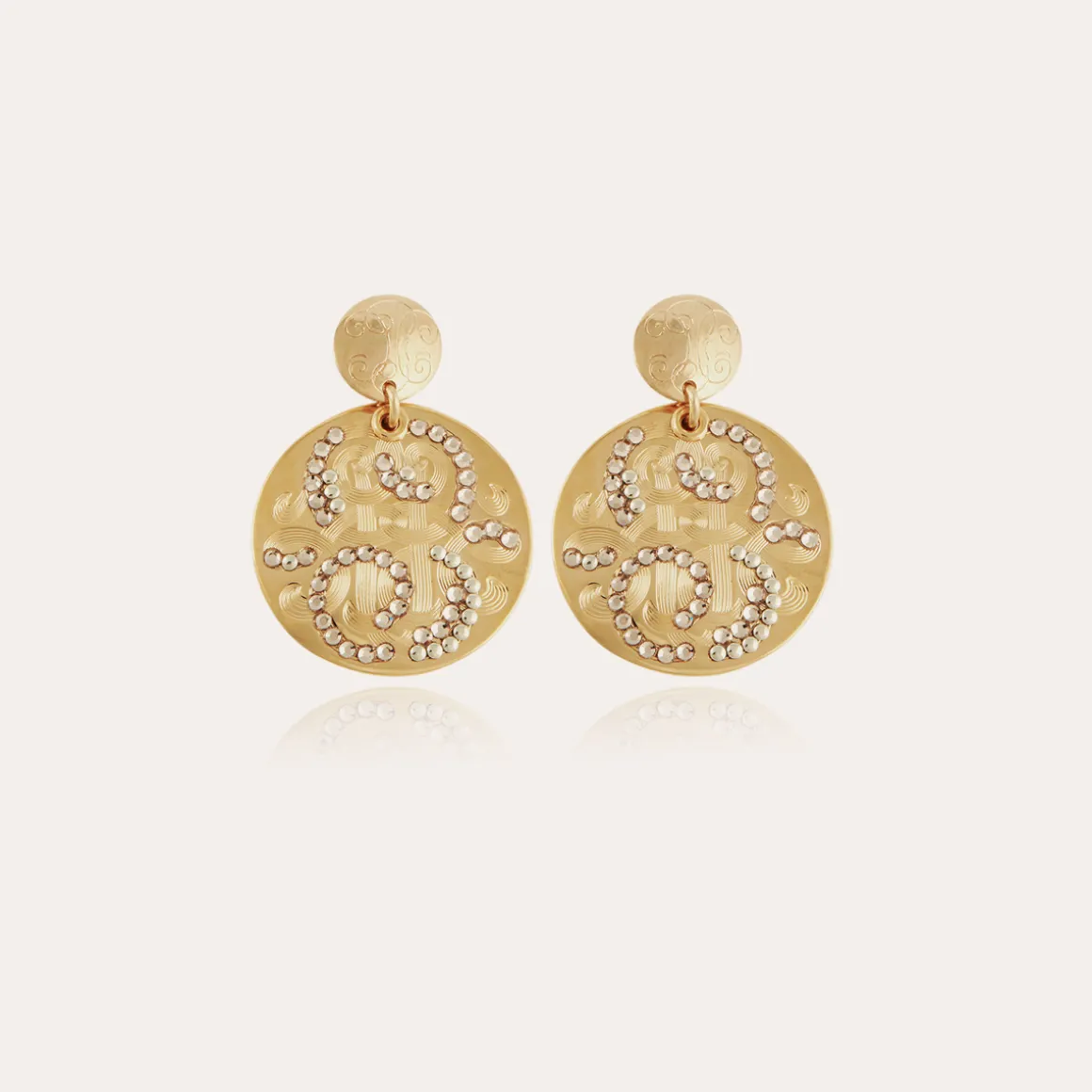 Boucles d'oreilles Diva strass petit modèle dorées