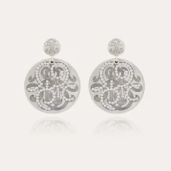 Boucles d'oreilles Diva strass grand modèle argentées