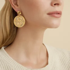 Boucles d'oreilles Diva strass grand modèle dorées