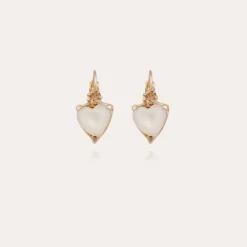 Boucles d'oreilles Donguette nacre dorées - Nacre Blanche