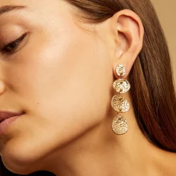 Boucles d'oreilles Eclipse 4 rangs dorées