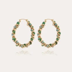 Boucles d'oreilles Eurydice moyen modèle dorées - Aventurine & Turquoise