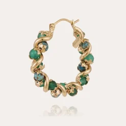 Boucles d'oreilles Eurydice petit modèle dorées - Aventurine & Turquoise