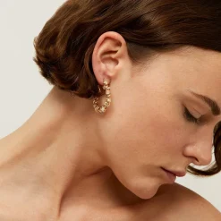 Boucles d'oreilles Eurydice petit modèle dorées - Pierre de lune