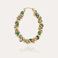 Boucles d'oreilles Eurydice moyen modèle dorées - Aventurine & Turquoise