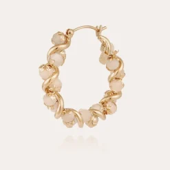 Boucles d'oreilles Eurydice petit modèle dorées - Pierre de lune