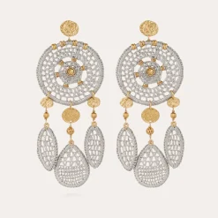 Boucles d'oreilles Fanfaria raphia dorées
