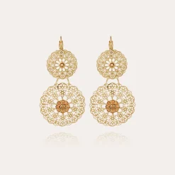 Boucles d'oreilles Flocon double mini dorées
