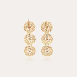 Boucles d'oreilles Flocon Triple mini dorées