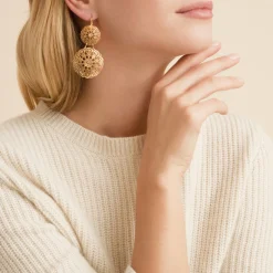 Boucles d'oreilles Flocon double mini dorées