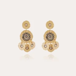 Boucles d'oreilles Illusion strass dorées