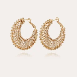 Boucles d'oreilles Izzia strass grand modèle dorées