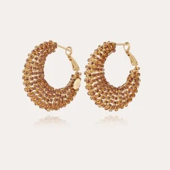 Boucles d'oreilles Izzia strass grand modèle dorées