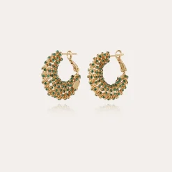 Boucles d'oreilles Izzia strass petit modèle dorées