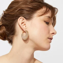 Boucles d'oreilles Izzia strass grand modèle dorées