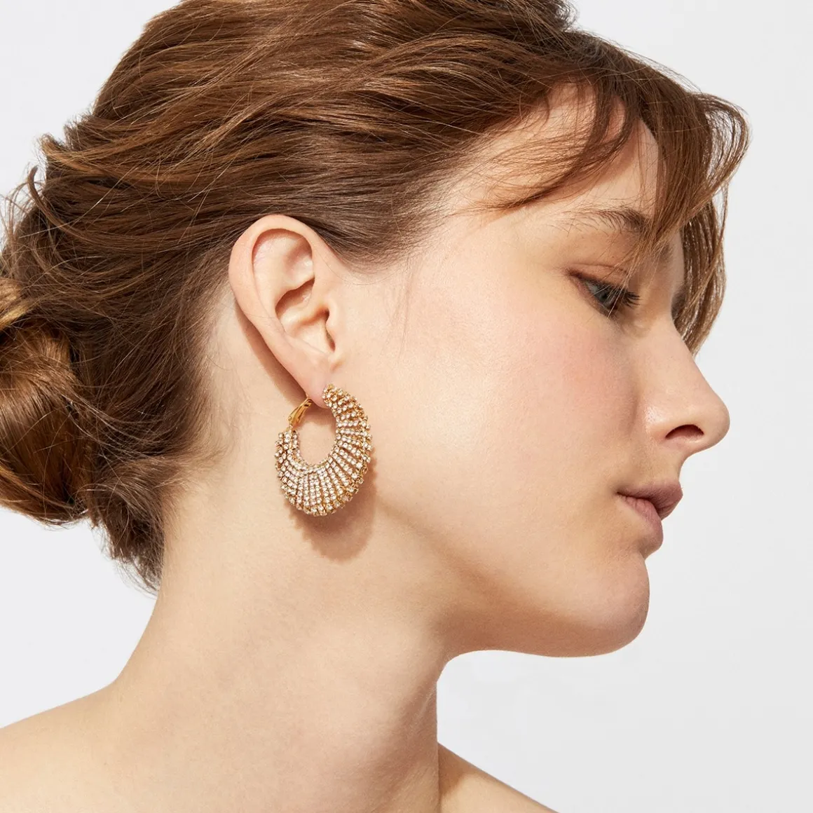 Boucles d'oreilles Izzia strass grand modèle dorées