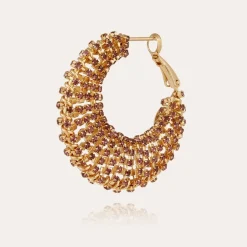 Boucles d'oreilles Izzia strass grand modèle dorées