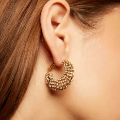 Boucles d'oreilles Izzia strass petit modèle dorées