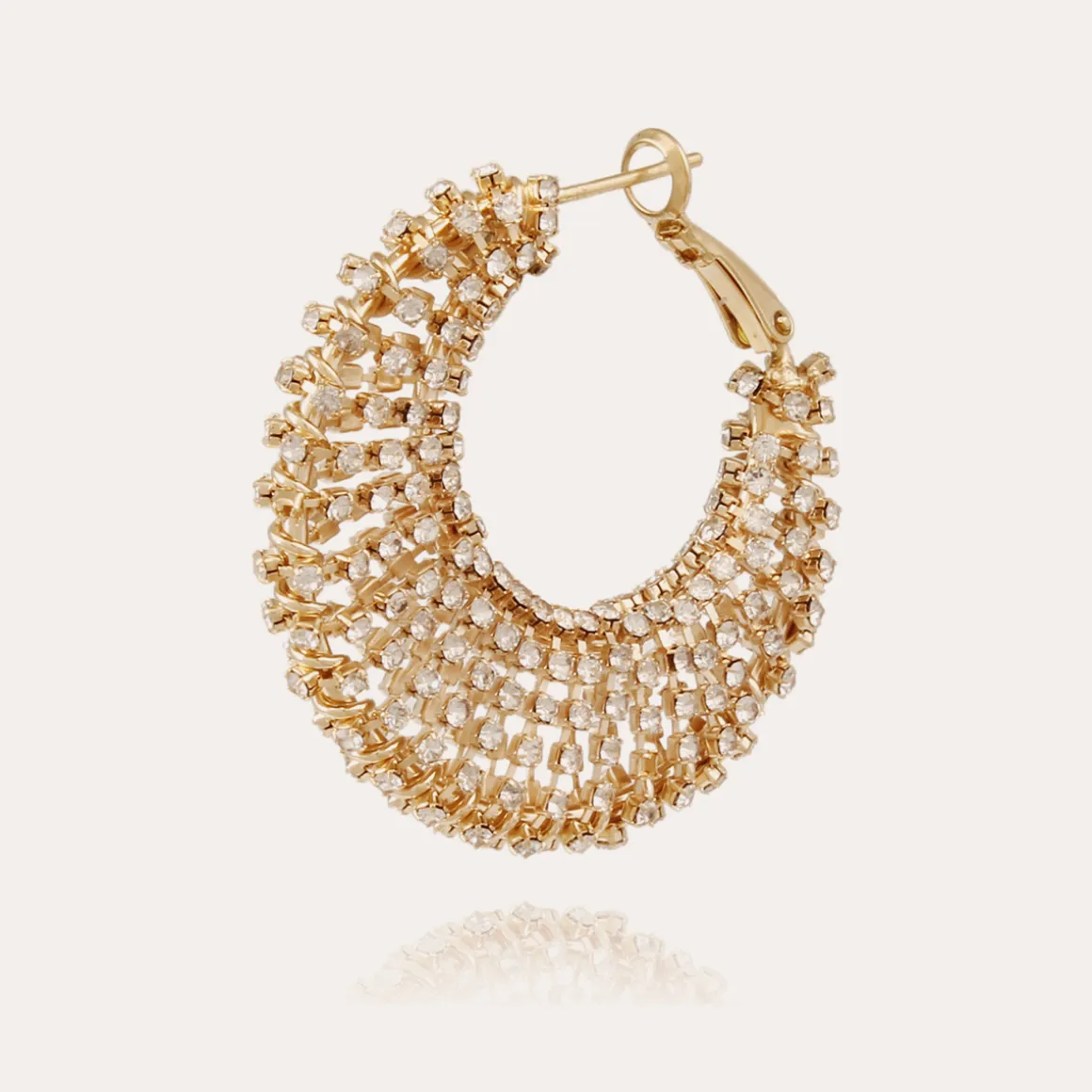 Boucles d'oreilles Izzia strass grand modèle dorées