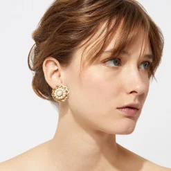 Boucles d'oreilles Leonie dorées - Perles de Culture