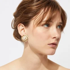 Boucles d'oreilles Leonie dorées - Perles de Culture