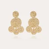 Boucles d'oreilles Lucky Sequin cabochons petit modèle dorées - Nacre blanche & strass