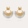 Boucles d'oreilles Luna Wave raphia dorées