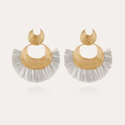 Boucles d'oreilles Luna Wave raphia dorées