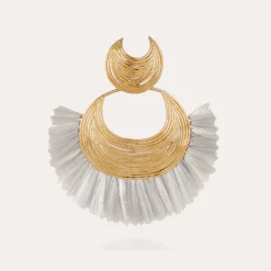 Boucles d'oreilles Luna Wave raphia dorées