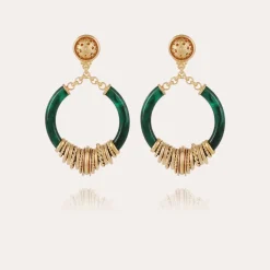 Boucles d'oreilles Mariza petit modèle dorées - Émeraude