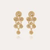 Boucles d'oreilles Mistral petit modèle dorées - Nacre blanche & strass