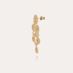 Boucles d'oreilles Mistral petit modèle dorées - Nacre blanche & strass