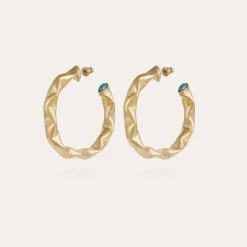 Boucles d'oreilles Moki cobochons dorées