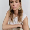 Boucles d'oreilles Onde Chaine grand modèle dorées