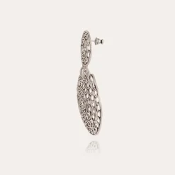 Boucles d'oreilles Onde Chaine grand modèle argentées