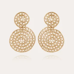 Boucles d'oreilles Onde Chaine grand modèle dorées