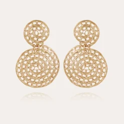 Boucles d'oreilles Onde Chaine grand modèle dorées