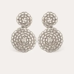 Boucles d'oreilles Onde gourmette strass argentées