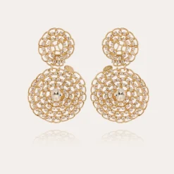 Boucles d'oreilles Onde Gourmette strass petit modèle dorées