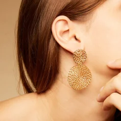 Boucles d'oreilles Onde Gourmette petit modèle dorées