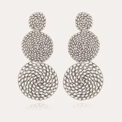 Boucles d'oreilles Onde Gourmette double argentées