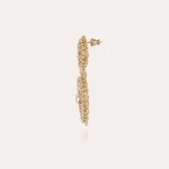 Boucles d'oreilles Onde Gourmette strass petit modèle dorées